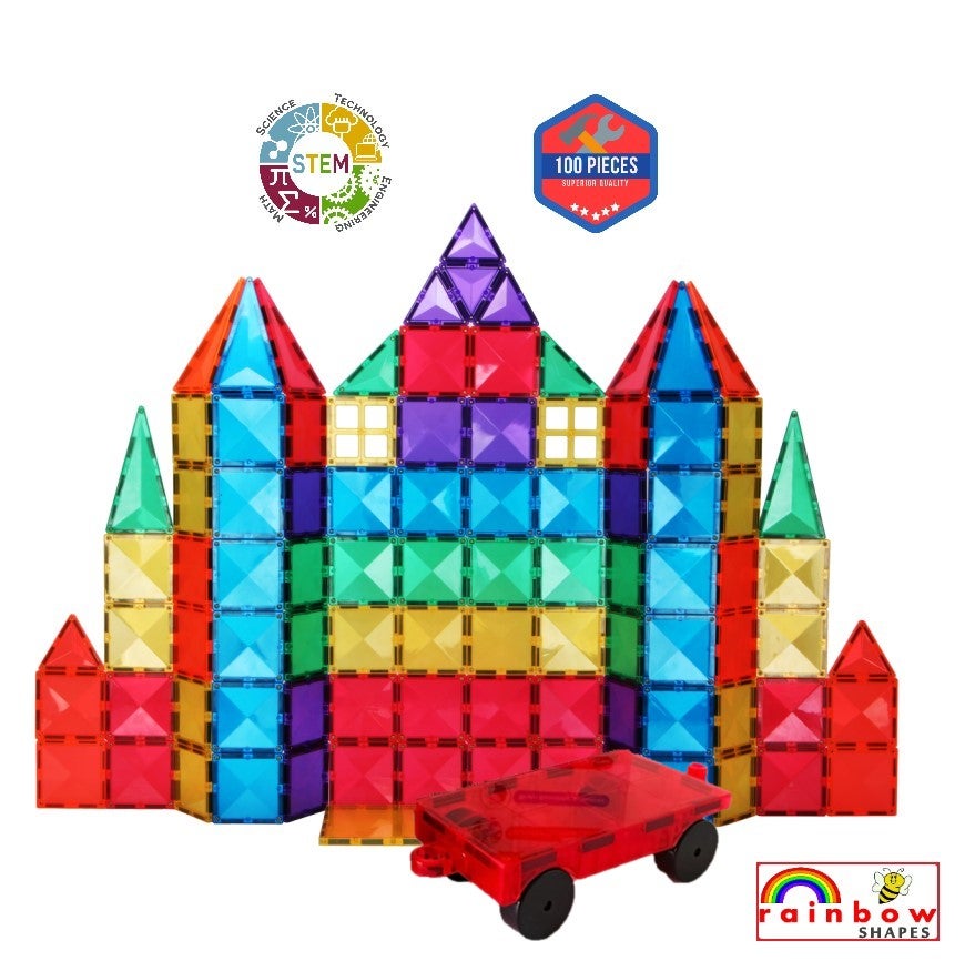 Buy Shapemags 100 Piece Set 100 Pcs Magnet Building Tiles Magnetic Blocks -  5 Shapes Basic Starter Set 3D Construction Building Blocks Magnetic Tiles  Set for Kids Online at desertcartINDIA